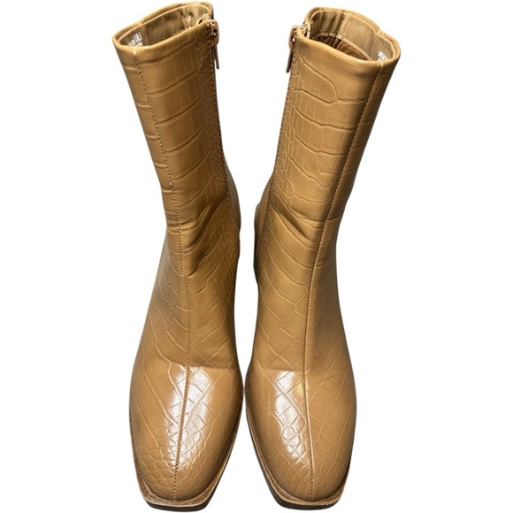 CHINESE LAUNDRY Danica Croc Embossed Bootie Camel Tan Ankle Zip Boots Women's 8 - Picture 7 of 7
